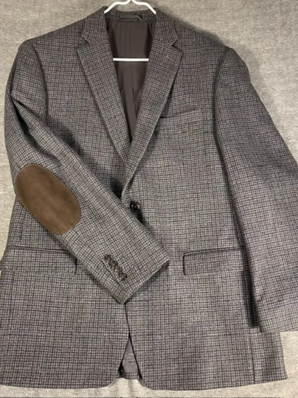 Lauren Ralph Lauren Blazer Mens 42R Gray Wool Herringbone Elbow Patch Sport Coat